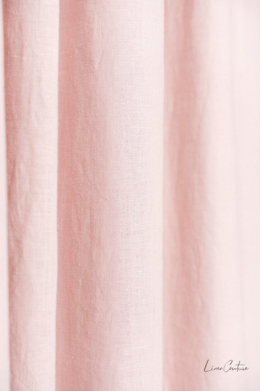 Pale Pink linen curtain panel with rod pocket - Linen Couture