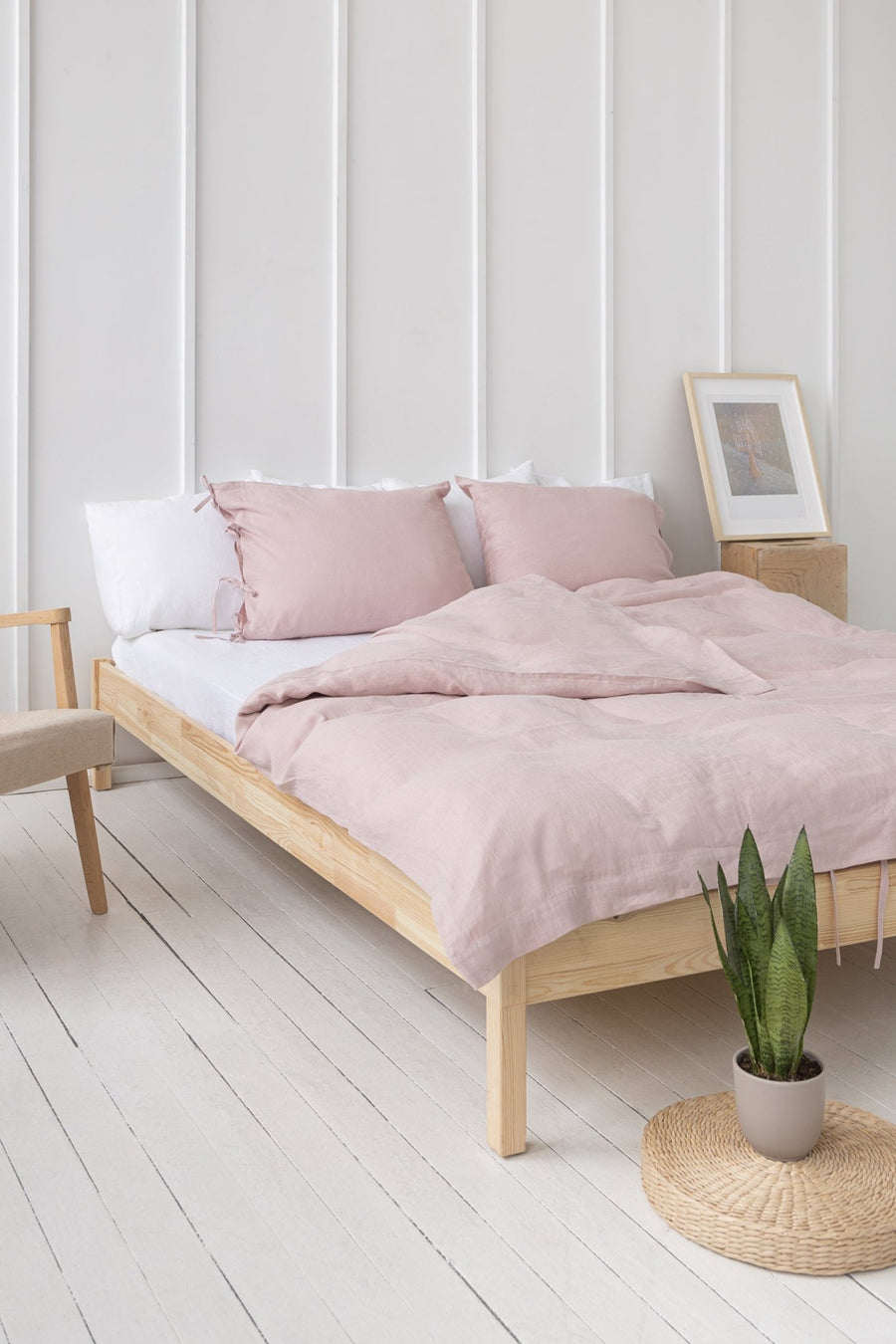 Pale Pink linen duvet cover with ties - Linen Couture