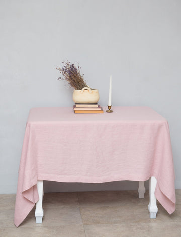 Pale Pink linen table cloth - Linen Couture