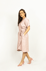 Pale Pink linen wrap dress - Linen Couture