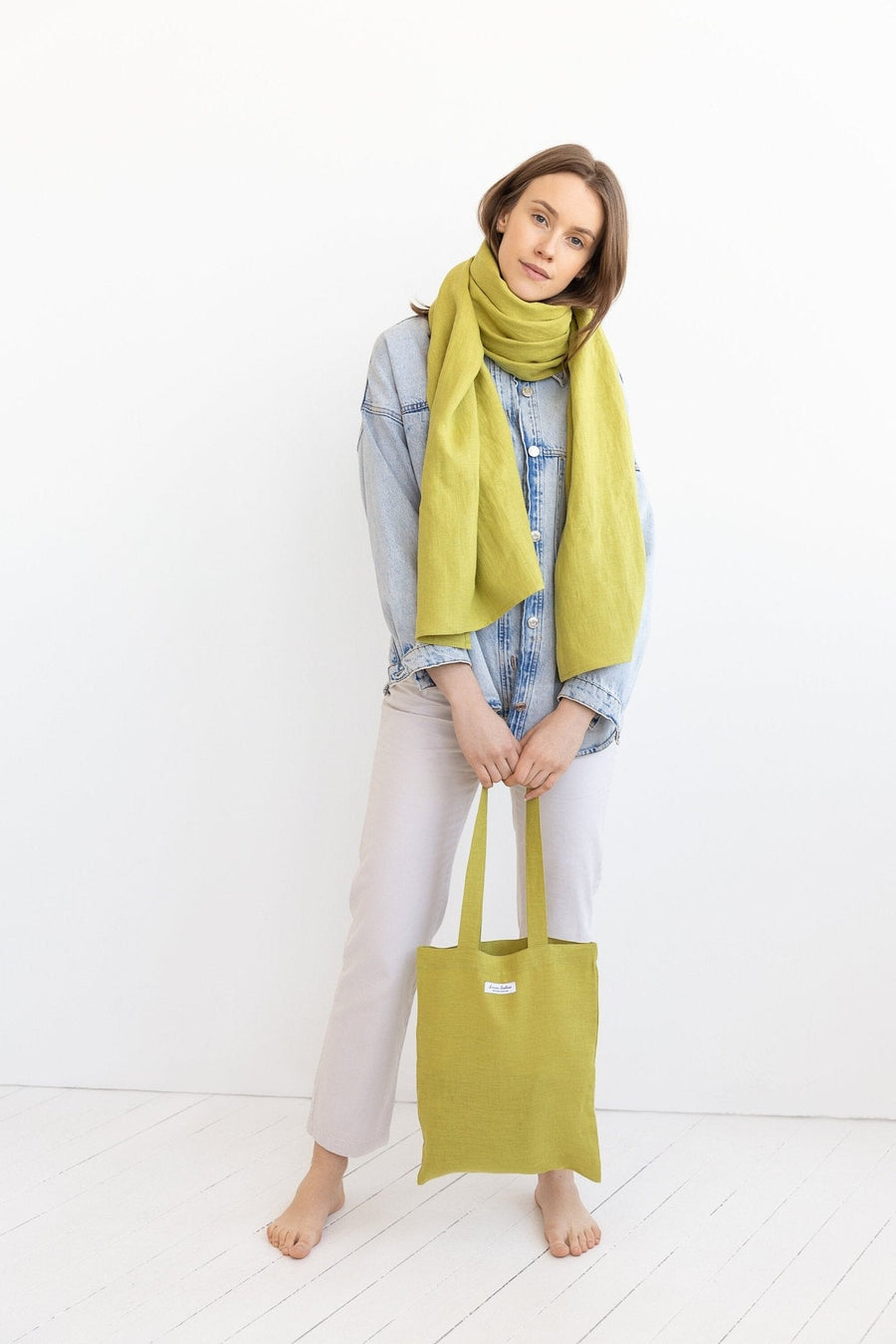 Pear linen tote bag - Linen Couture