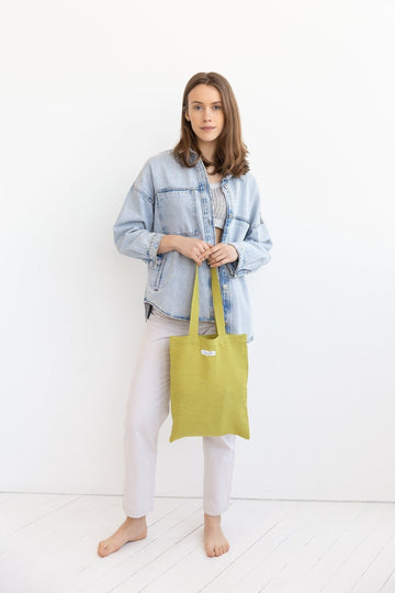 Pear linen tote bag - Linen Couture