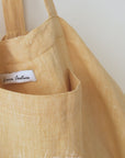 Linen beach bag with pocket and zipper in Canary Yellow