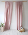 Pale Pink linen curtain panel with rod pocket