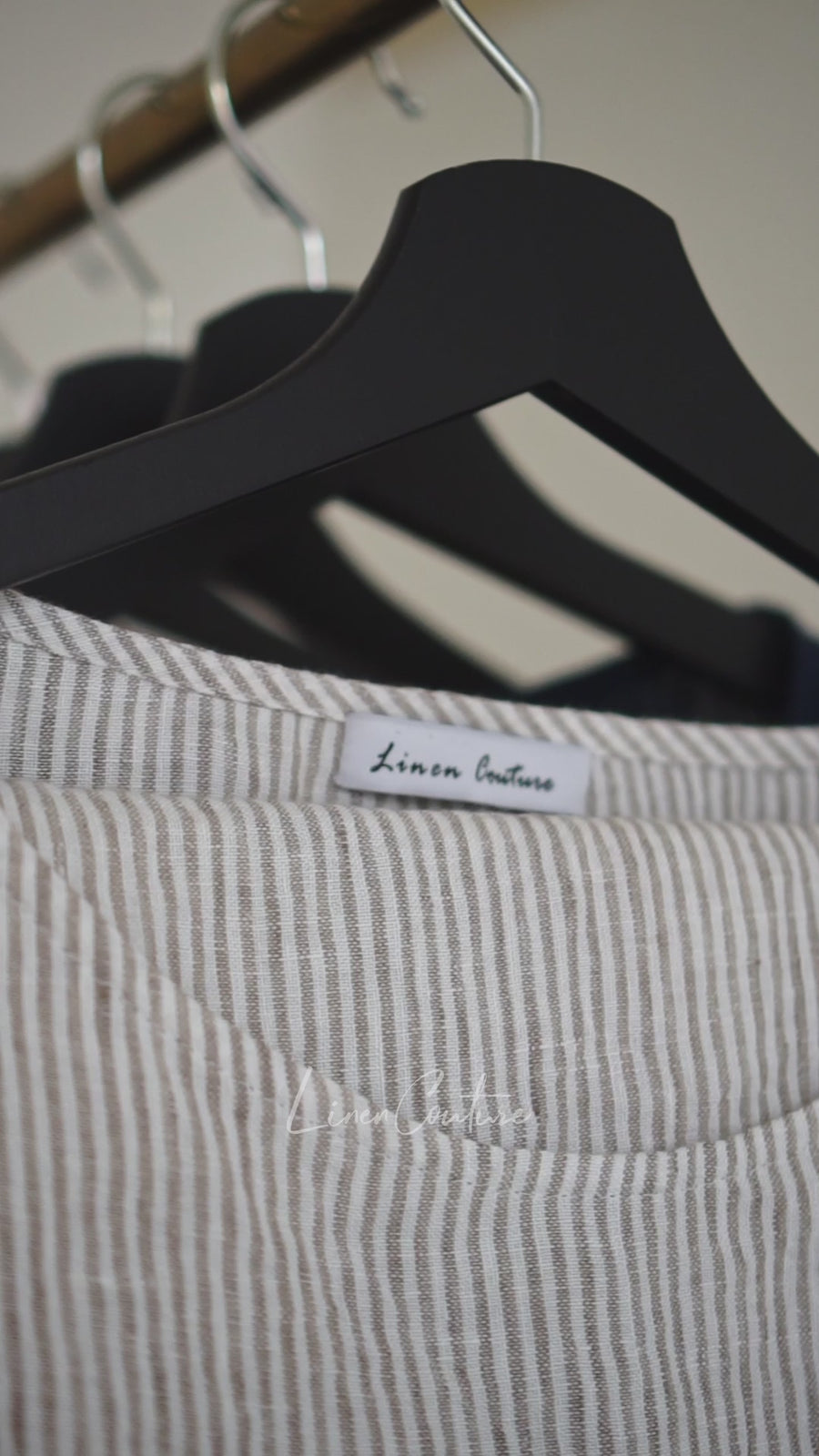 Striped Beige linen / Natural Linen Pajama set / Linen loungewear / Linen sleepwear