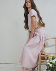 Taormina Pale Pink Linen Crop Top and Midi Skirt Co Ord Set