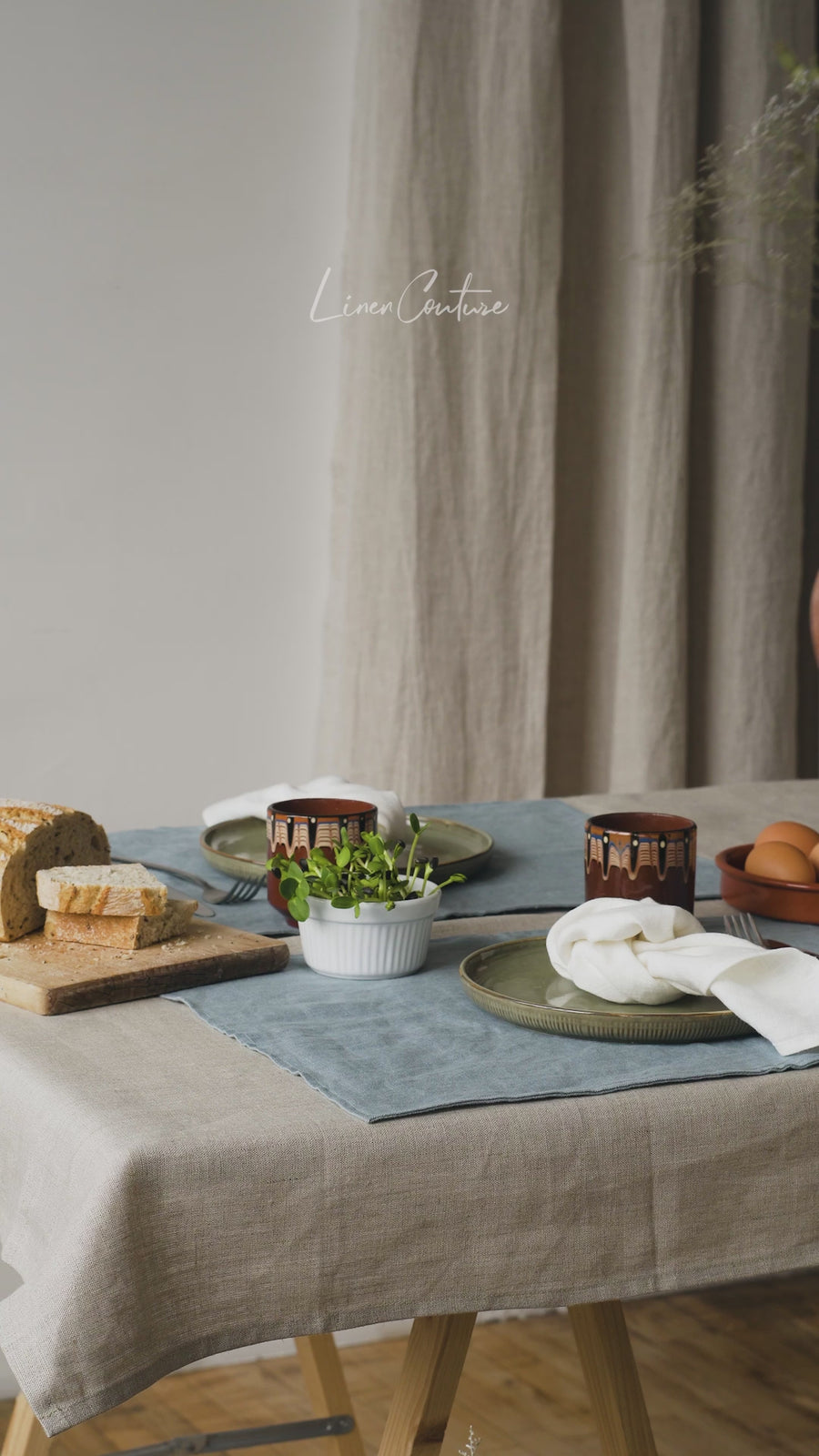 Light pink linen placemats set