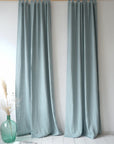 Greyish Mint linen curtain with tabs