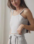 Bella Vita Set in Light Grey | Linen Crop Top and Midi Skirt