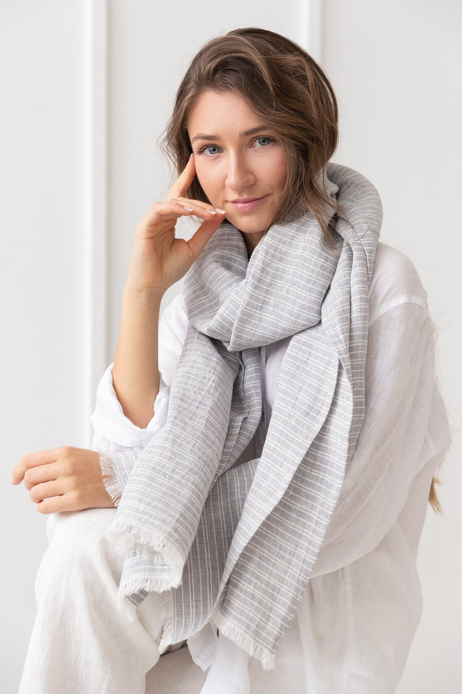 Reddish brown linen scarf - Linen Couture