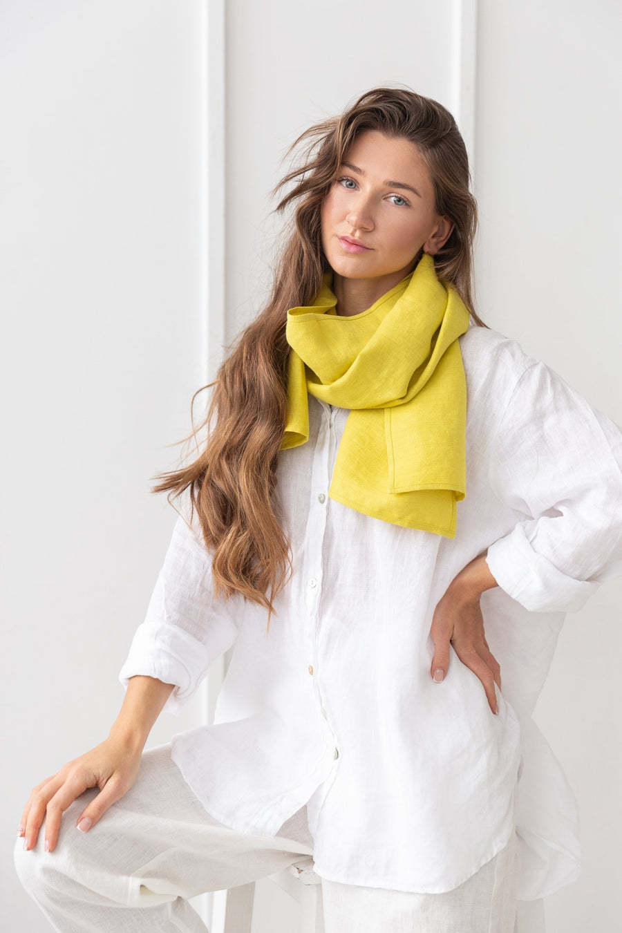 Reddish brown linen scarf - Linen Couture