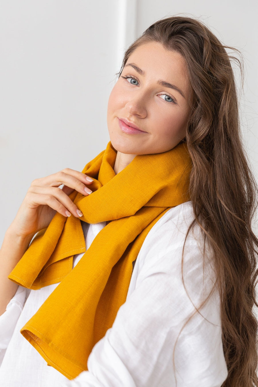 Reddish brown linen scarf - Linen Couture