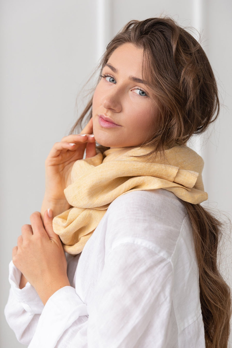 Reddish brown linen scarf - Linen Couture