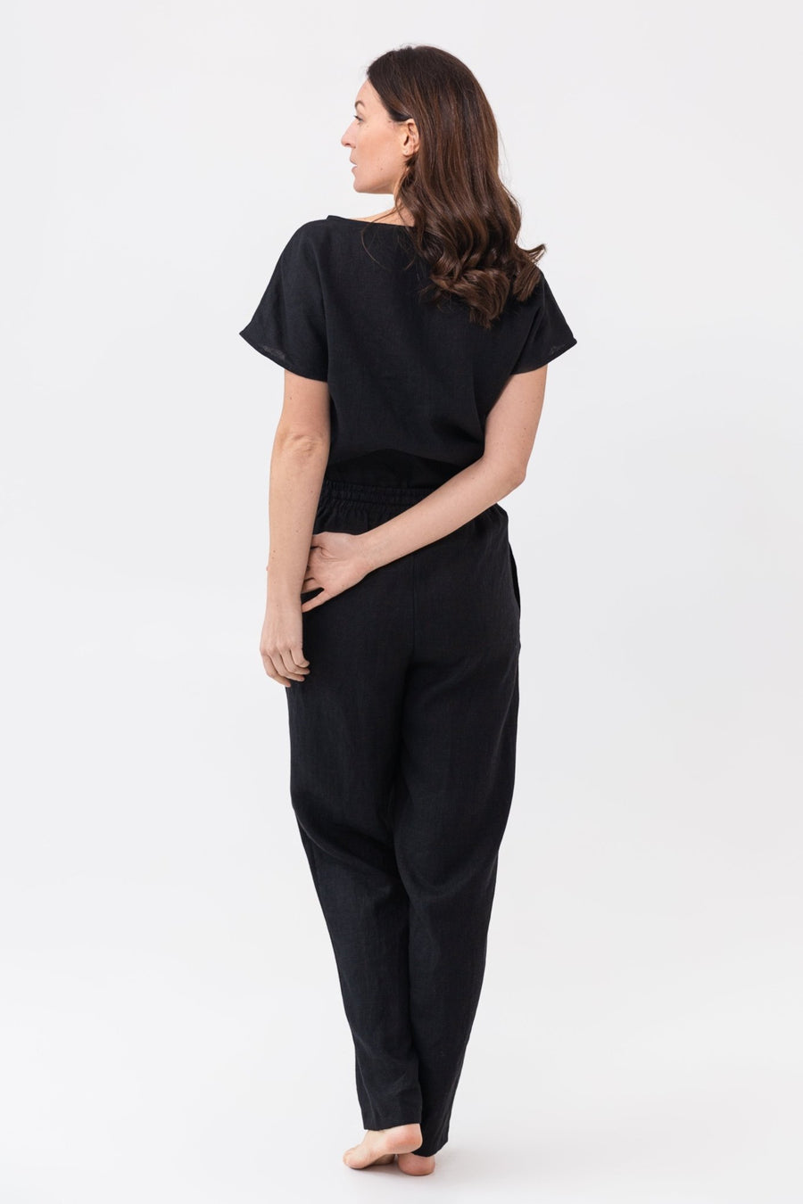 Striped Dark Grey linen / Natural Linen Pajama set / Linen loungewear / Linen sleepwear - Linen Couture