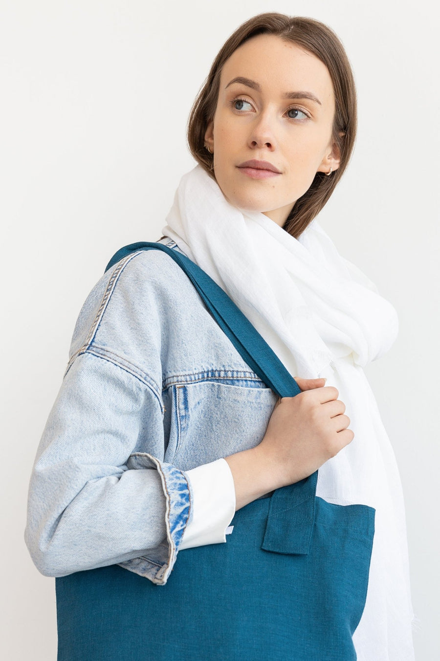 White linen lightweight scarf - Linen Couture