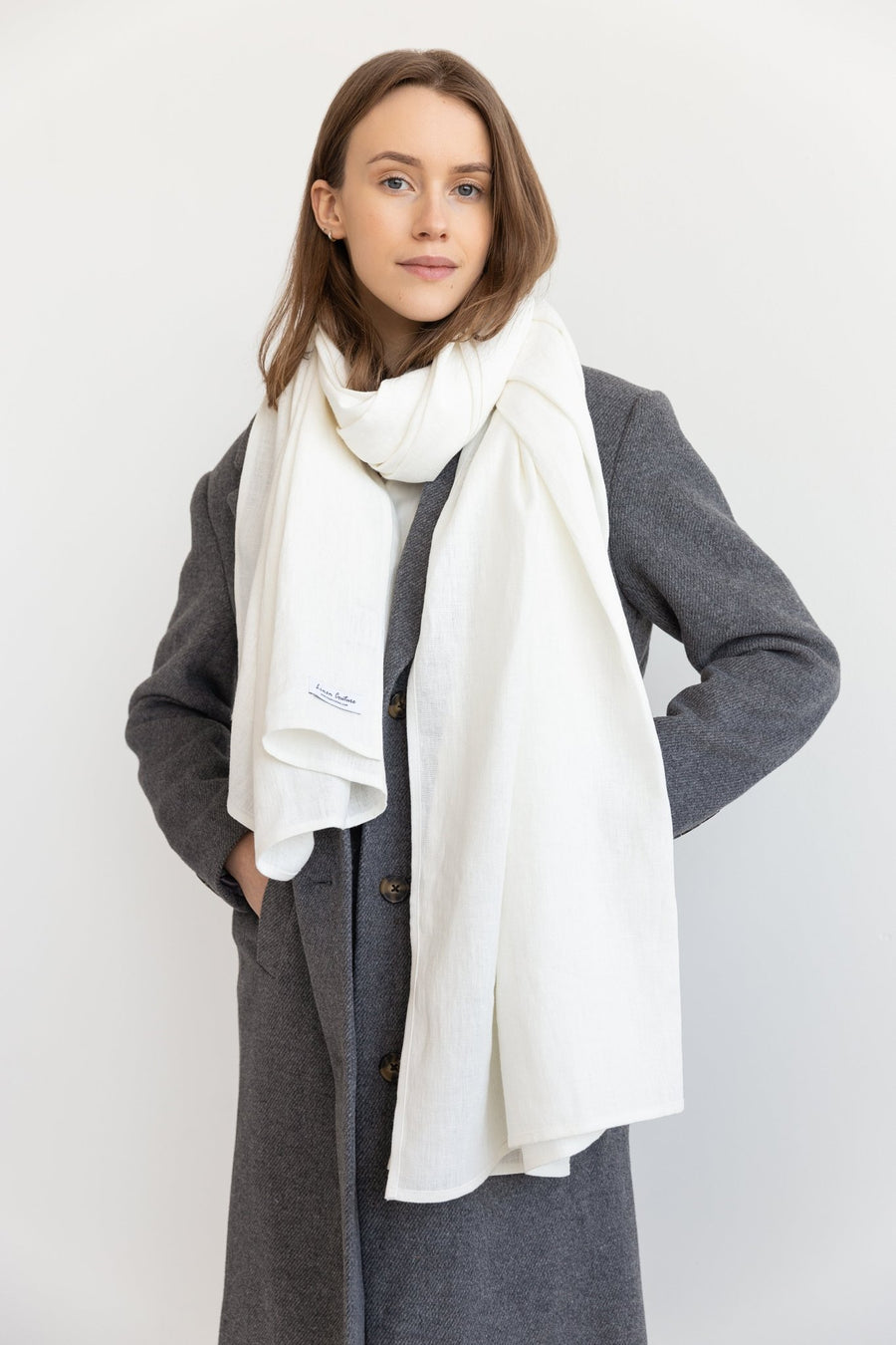 White linen scarf - Linen Couture