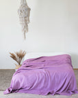 Linen Bed Throw in Deep Rose - Linen Couture
