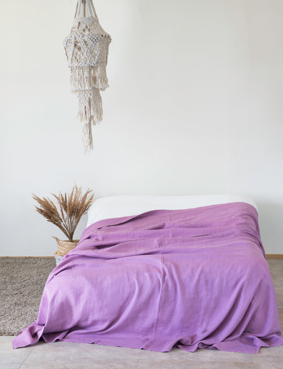 Linen Bed Throw in Deep Rose - Linen Couture