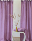 Deep Rose linen curtain with tie tops - Linen Couture Boutique