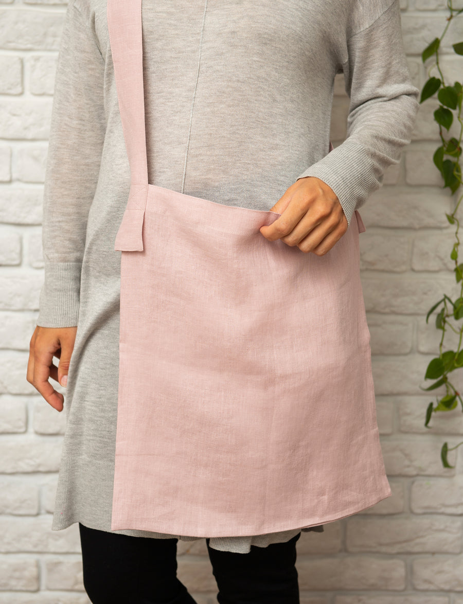 Pale Pink crossbody linen bag - Linen Couture Boutique
