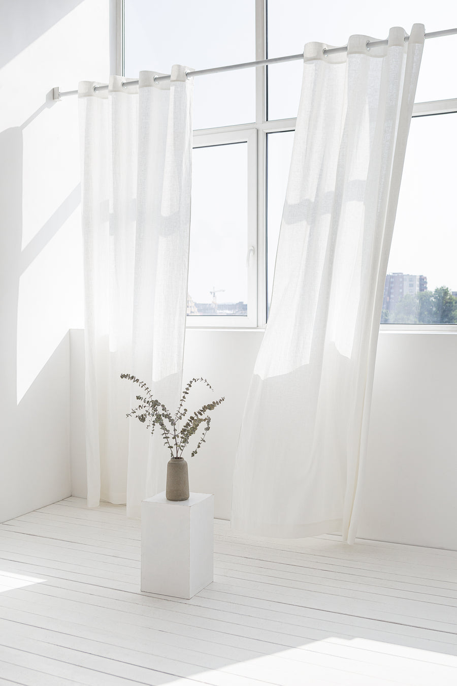 Light Grey linen curtain with grommets - Linen Couture Boutique