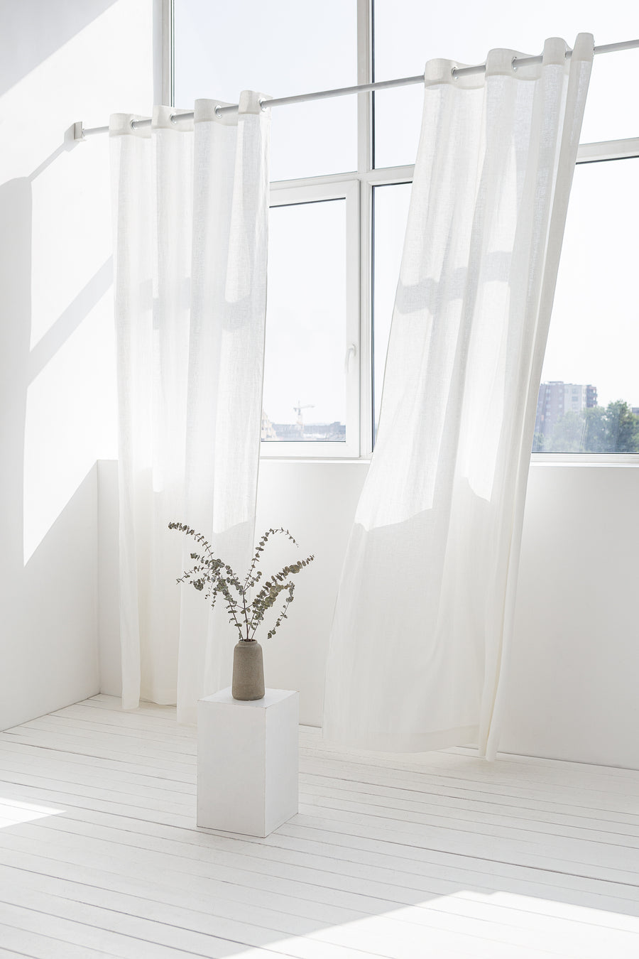 White linen curtain with grommets - Linen Couture Boutique