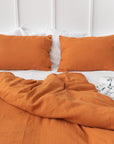 Linen Bedding Set with coconut buttons in Light Chestnut - Linen Couture Boutique