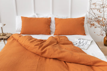 Linen duvet cover in Light Chesnut with coconut buttons - Linen Couture Boutique