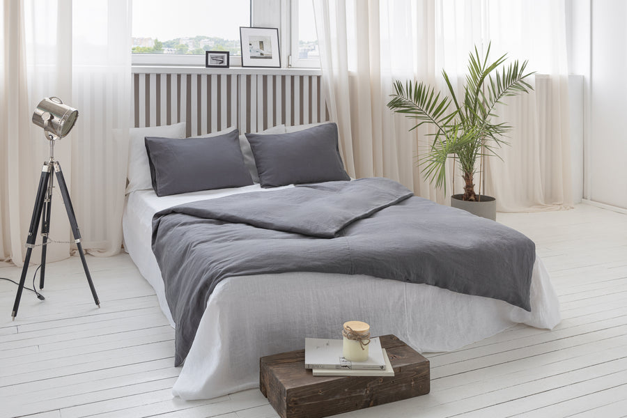 Softened flat linen bed sheet - Linen Couture Boutique