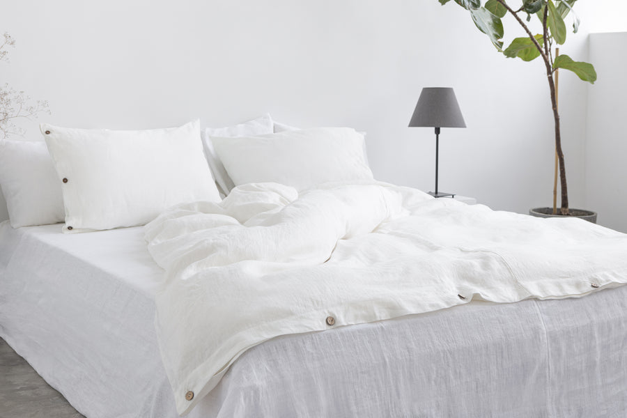 Softened flat linen bed sheet - Linen Couture Boutique