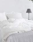 Linen Bedding Set with coconut buttons in White - Linen Couture Boutique