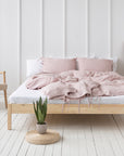 Linen duvet cover in Pale Pink with ties - Linen Couture Boutique