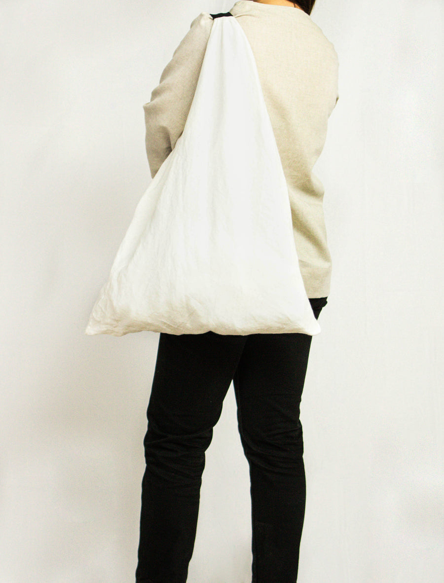 White linen triangle bag - Linen Couture Boutique