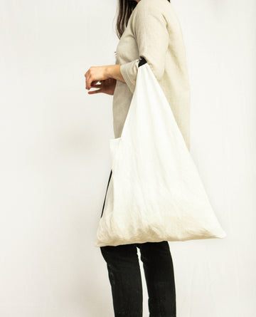 White linen triangle bag - Linen Couture Boutique