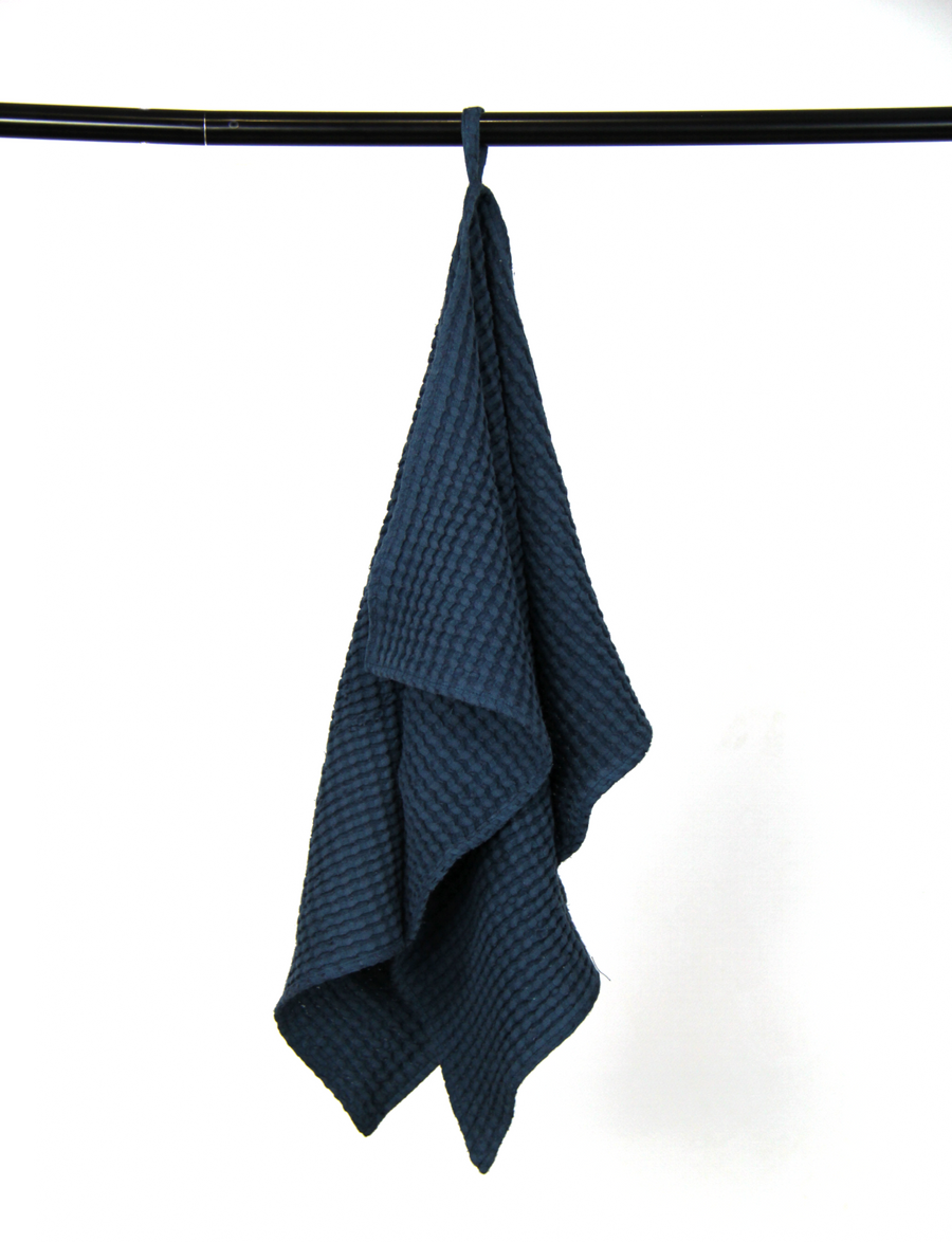 Navy Blue linen waffle towel - Linen Couture Boutique