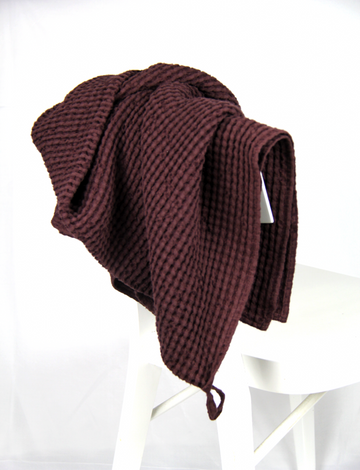 Plum linen waffle towel - Linen Couture Boutique