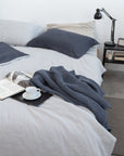 Two Sided Linen Bedding Set in Asphalt and Light Grey - Linen Couture Boutique