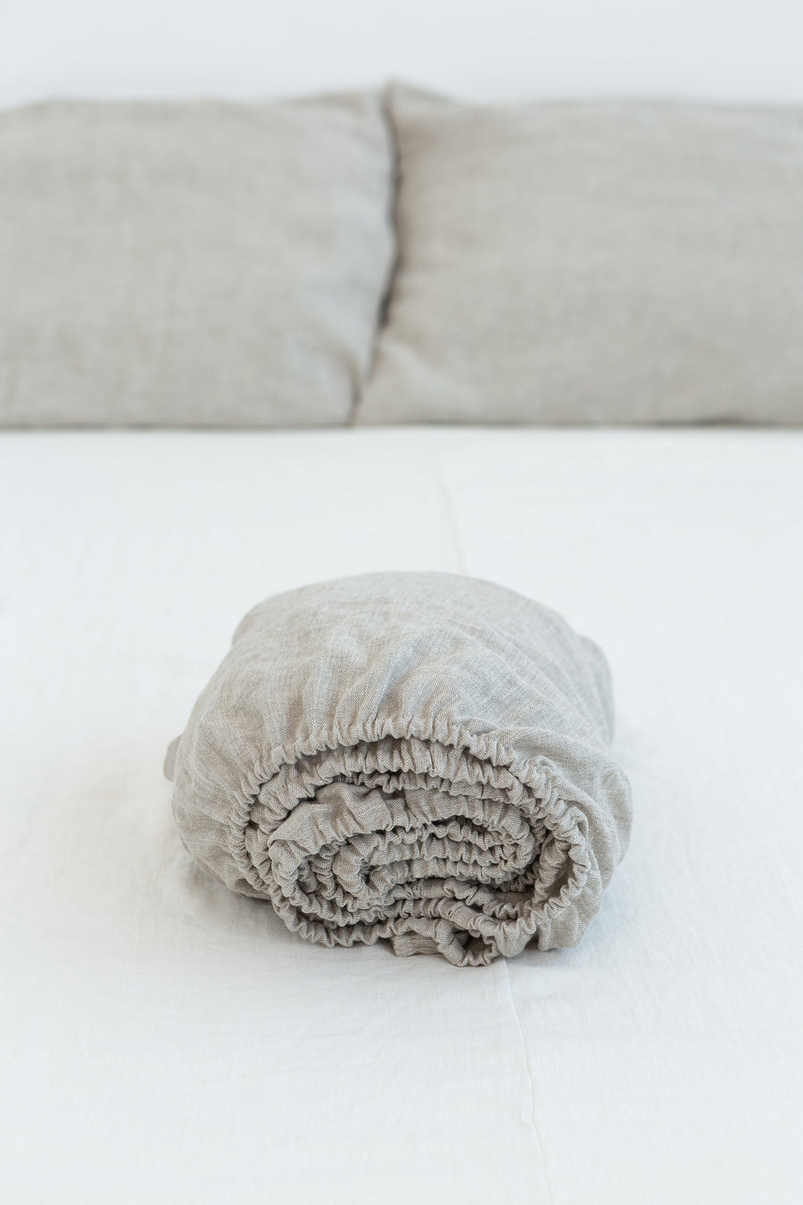 Linen Fitted Bed Sheet in Light Grey - Linen Couture Boutique