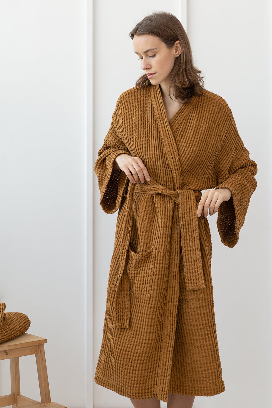 Set of Waffle Linen Robes with Towels for Two - Linen Couture Boutique