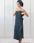 Asphalt Grey linen waffle towel - Linen Couture Boutique