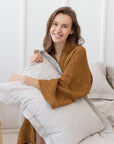 Linen Sham Pillowcase in Striped Beige - Linen Couture Boutique