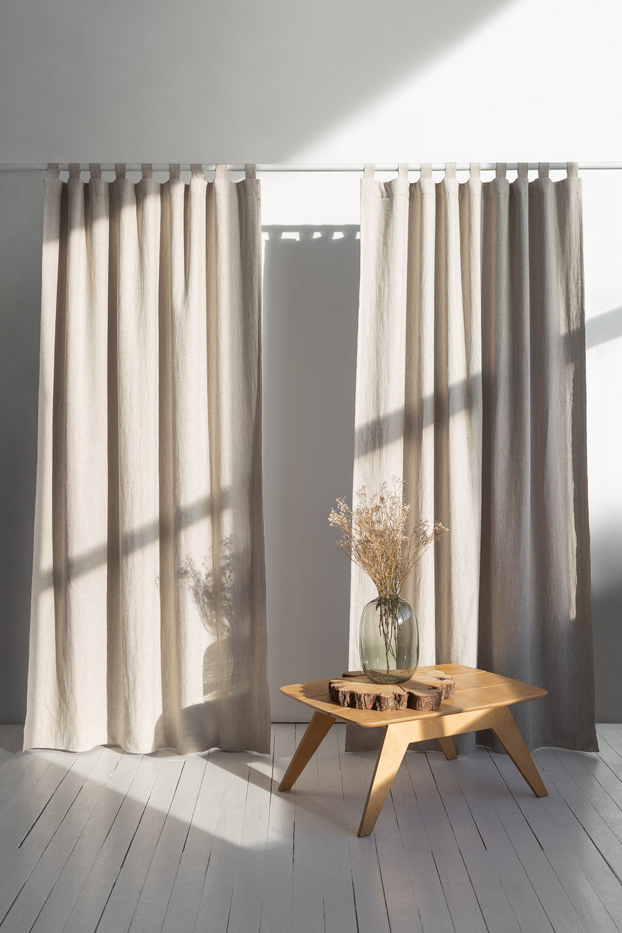 Natural linen curtain with blackout, tabs - Linen Couture Boutique
