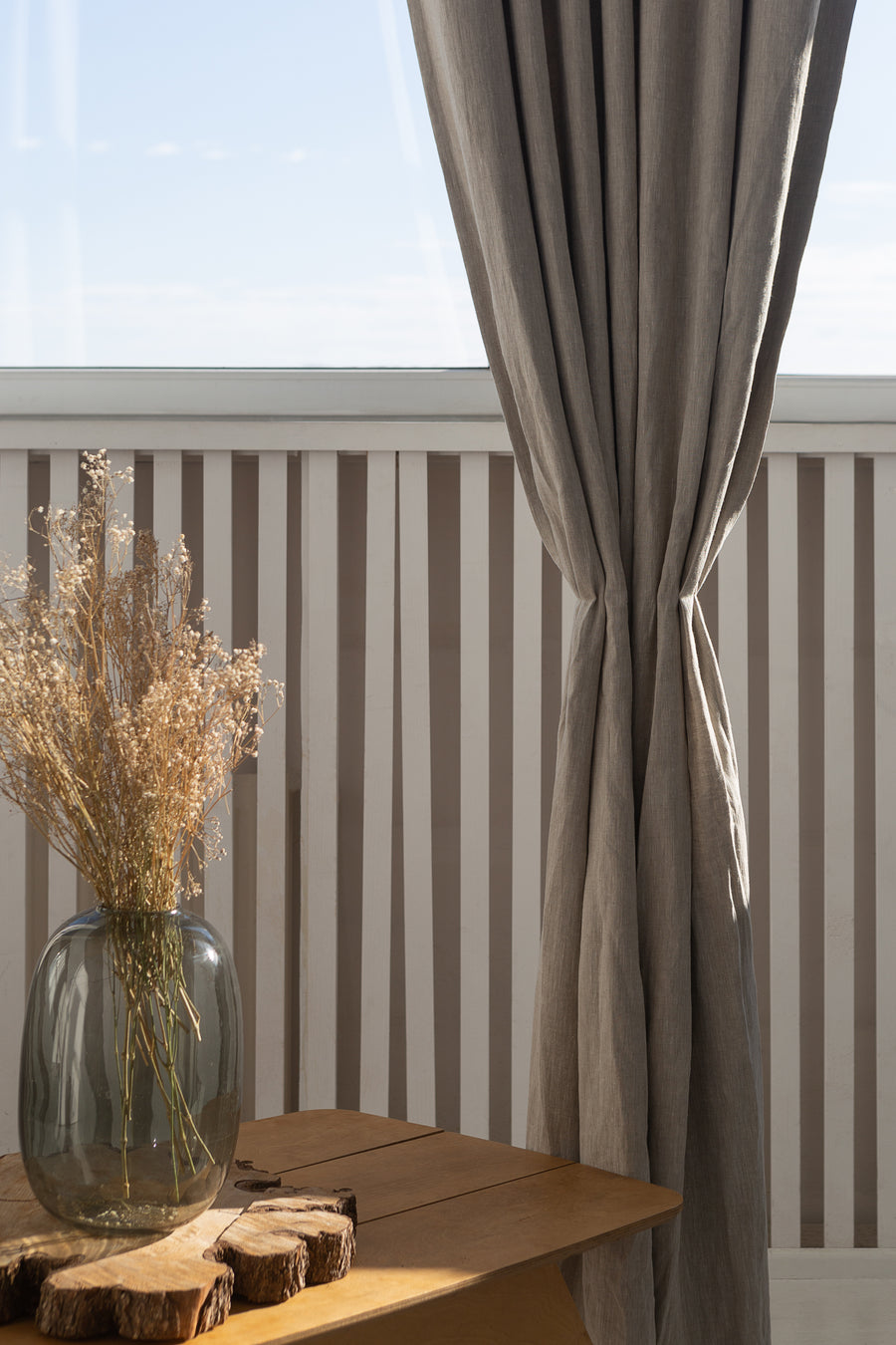 Natural Linen Curtain With Blackout Tabs Couture