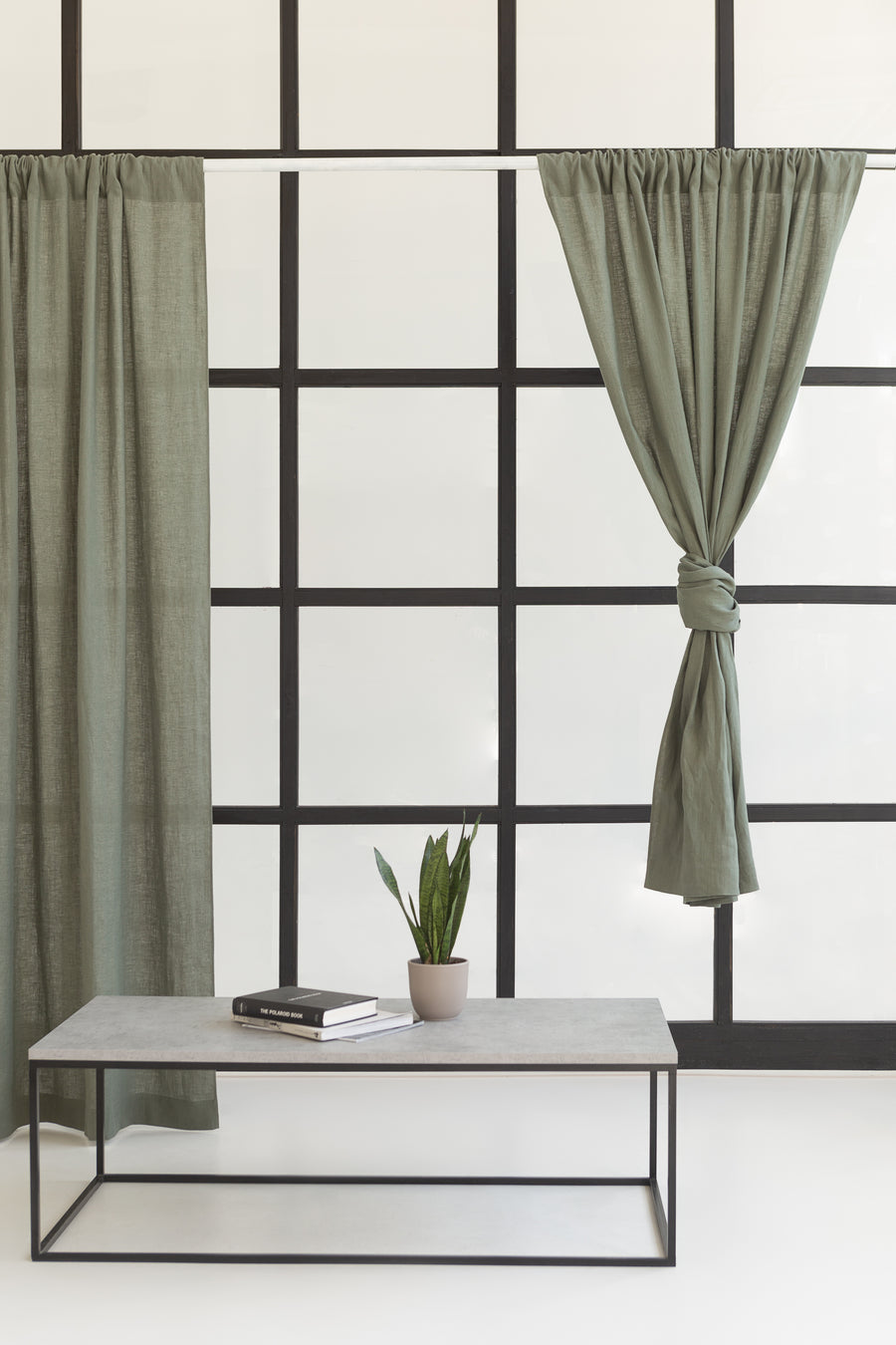 Safari Green linen curtain with rod pocket - Linen Couture Boutique