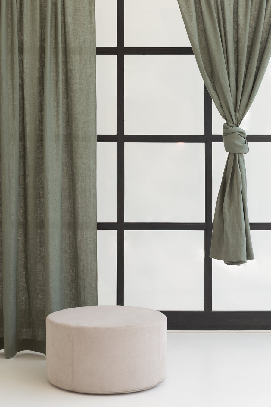 Safari Green linen curtain with rod pocket - Linen Couture Boutique