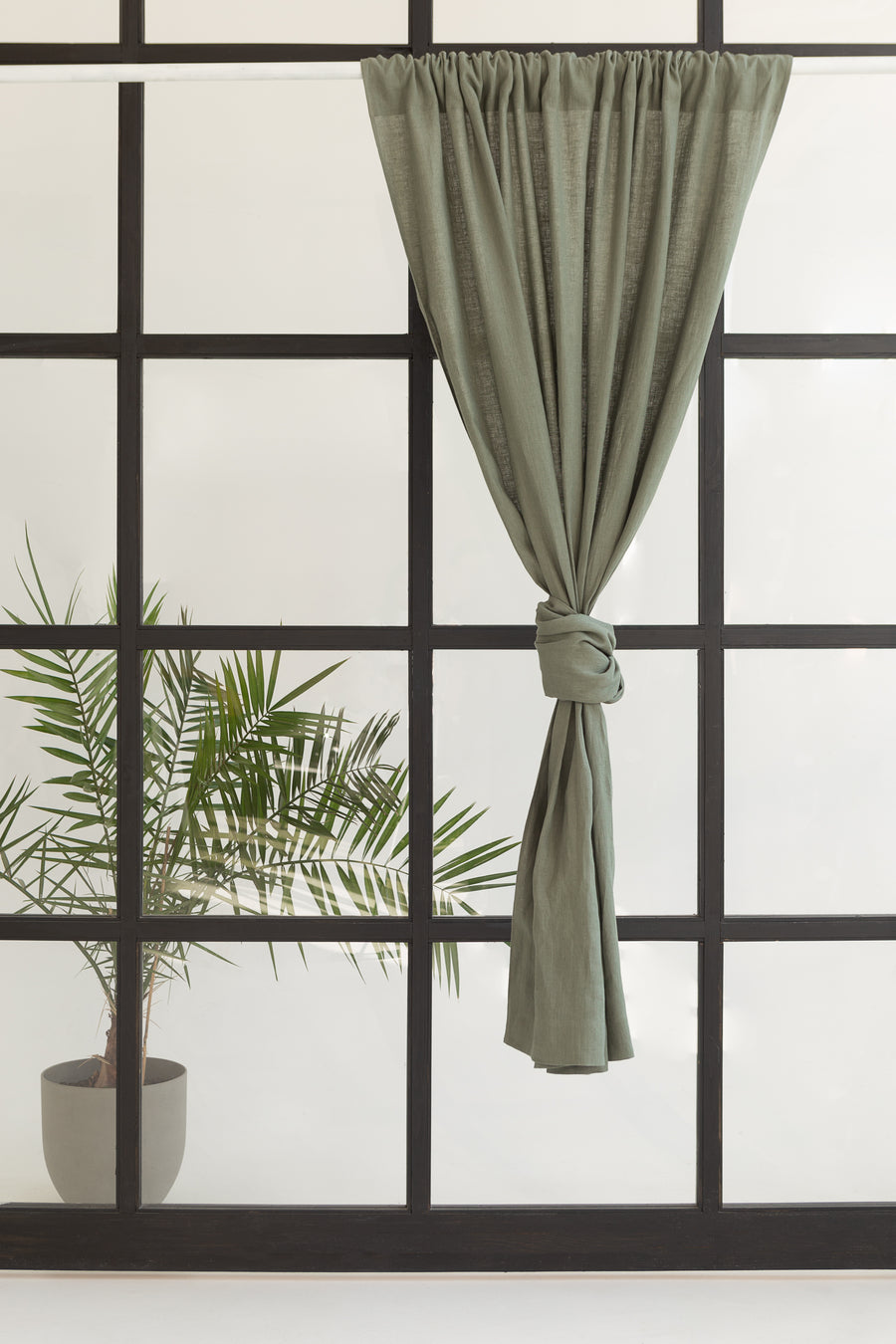 Safari Green linen curtain with rod pocket - Linen Couture Boutique