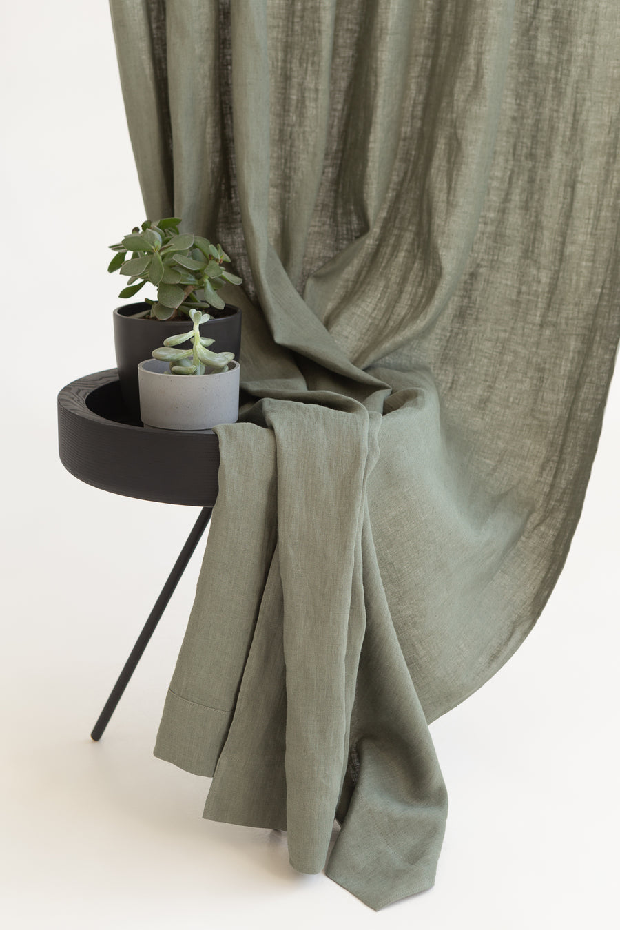 Safari Green linen curtain with rod pocket - Linen Couture Boutique