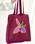 Dark Plum linen tote bag with embroidery - Linen Couture Boutique