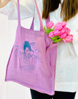 Deep Rose linen tote bag with embroidery - Linen Couture Boutique