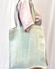 Dark Plum linen tote bag with embroidery - Linen Couture Boutique